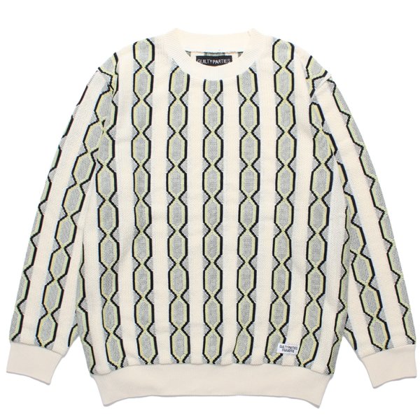 画像1: WACKO MARIA/STRIPED JACQUARD KNIT SWEATER（TYPE-2）（BEIGE）［ストライプジャガードセーター-24春夏］