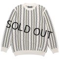 WACKO MARIA/STRIPED JACQUARD KNIT SWEATER（TYPE-1）（BEIGE）［ストライプジャガードセーター-24春夏］