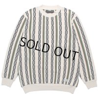 WACKO MARIA/STRIPED JACQUARD KNIT SWEATER（TYPE-1）（BEIGE）［ストライプジャガードセーター-24春夏］