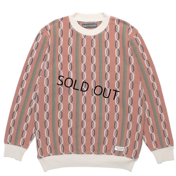 画像1: WACKO MARIA/STRIPED JACQUARD KNIT SWEATER（TYPE-1）（BROWN）［ストライプジャガードセーター-24春夏］