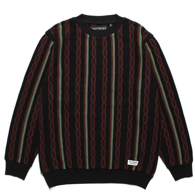 画像1: WACKO MARIA/STRIPED JACQUARD KNIT SWEATER（TYPE-1）（BLACK）［ストライプジャガードセーター-24春夏］