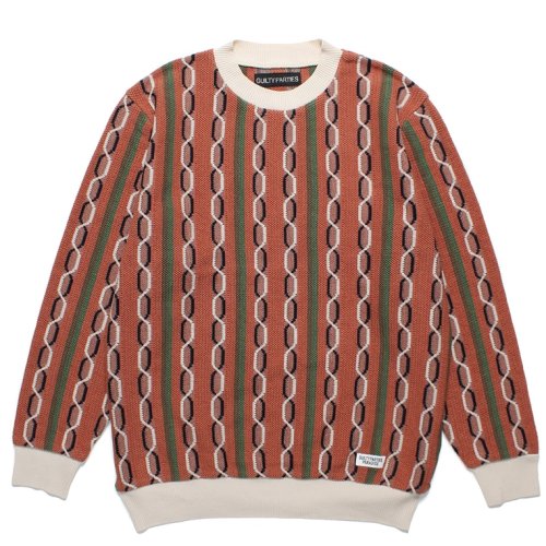 他の写真1: WACKO MARIA/STRIPED JACQUARD KNIT SWEATER（TYPE-1）（BROWN）［ストライプジャガードセーター-24春夏］