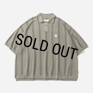 トップス Tightbooth STRIPE KNIT POLO OLIVE XL STRIPE KNIT OPEN POLO - TIGHTBOOTH® タイトブース オフィシャル