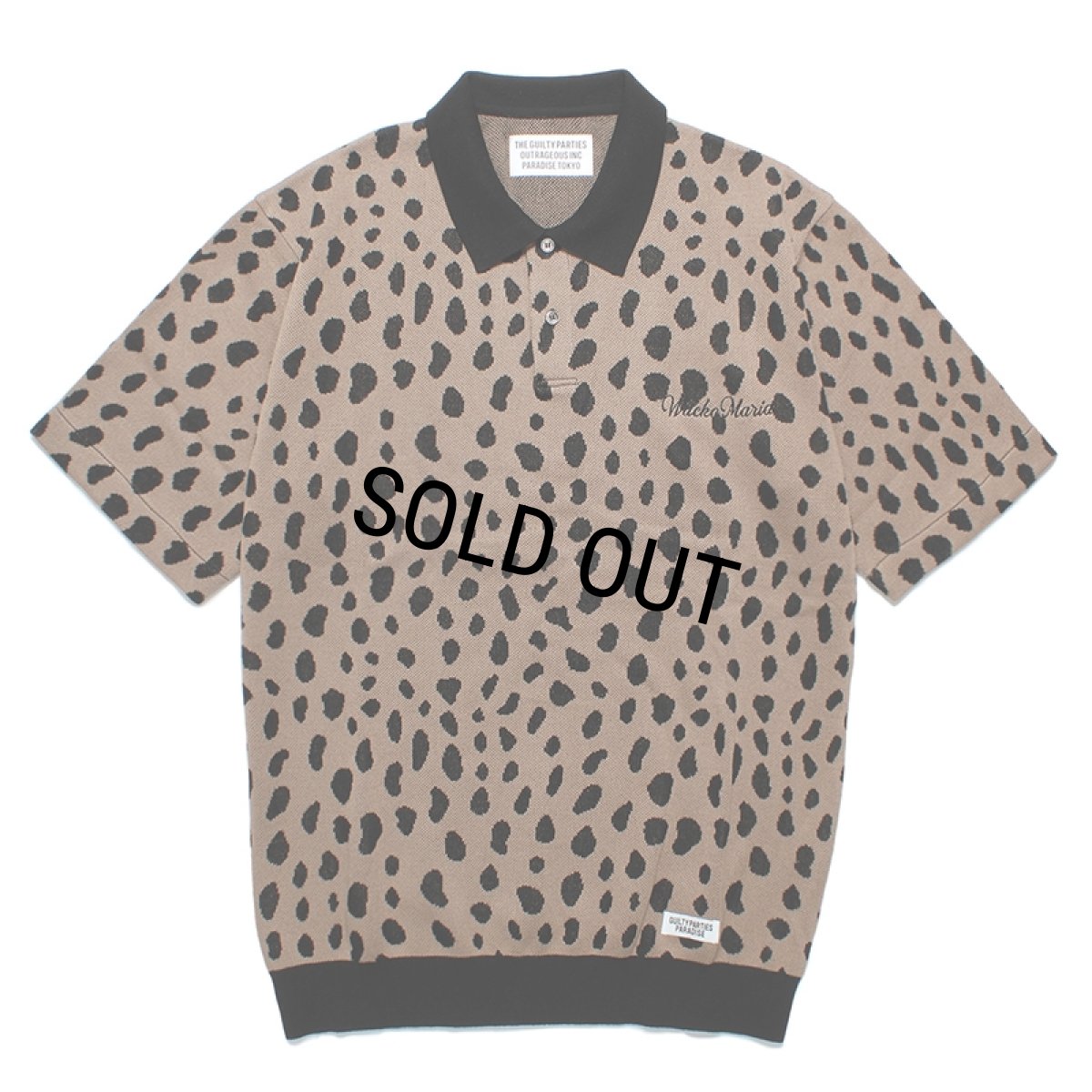 画像1: WACKO MARIA/LEOPARD JACQUARD KNIT POLO SHIRT（BROWN）［レオパードジャガードニットポロシャツ-24春夏］ (1)