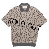 WACKO MARIA/LEOPARD JACQUARD KNIT POLO SHIRT（BROWN）［レオパードジャガードニットポロシャツ-24春夏］