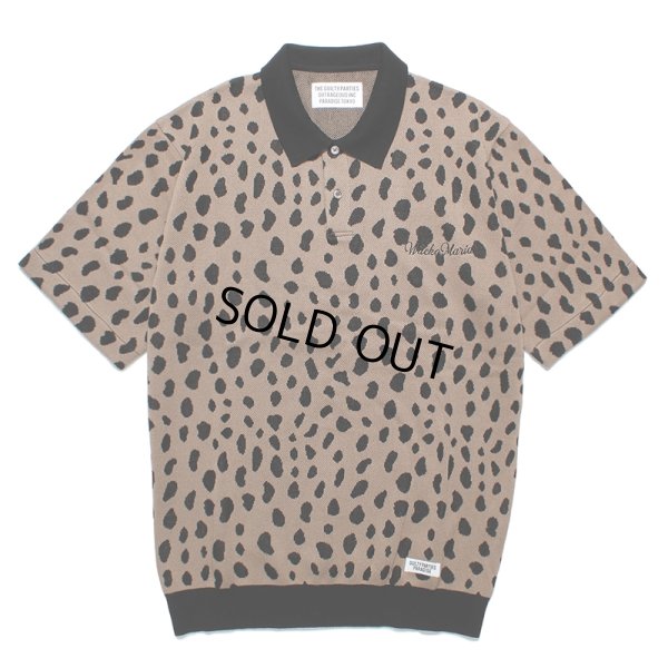 画像1: WACKO MARIA/LEOPARD JACQUARD KNIT POLO SHIRT（BROWN）［レオパードジャガードニットポロシャツ-24春夏］