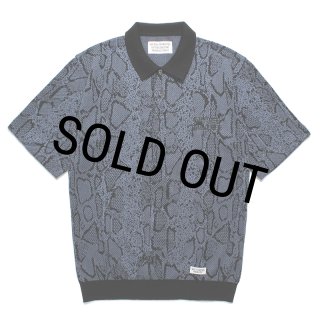 トップス WACKO MARIA PYTHON KNIT JACQUARD POLO XL WACKO MARIA/PYTHON JACQUARD KNIT POLO SHIRT(NAVY