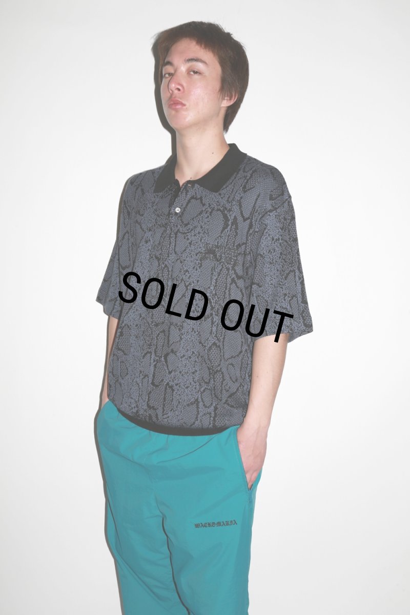 画像2: WACKO MARIA/PYTHON JACQUARD KNIT POLO SHIRT（NAVY）［パイソンジャガードニットポロシャツ-24春夏］ (2)