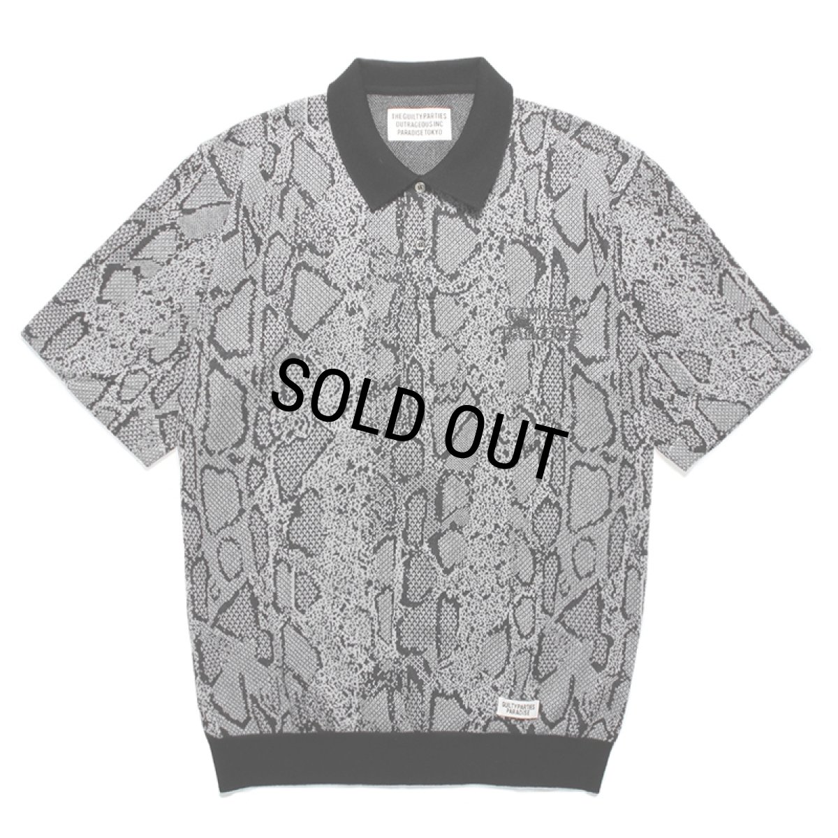 画像1: WACKO MARIA/PYTHON JACQUARD KNIT POLO SHIRT（GRAY）［パイソンジャガードニットポロシャツ-24春夏］ (1)