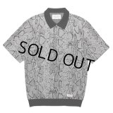 WACKO MARIA/PYTHON JACQUARD KNIT POLO SHIRT（GRAY）［パイソンジャガードニットポロシャツ-24春夏］