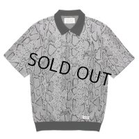 WACKO MARIA/PYTHON JACQUARD KNIT POLO SHIRT（GRAY）［パイソンジャガードニットポロシャツ-24春夏］
