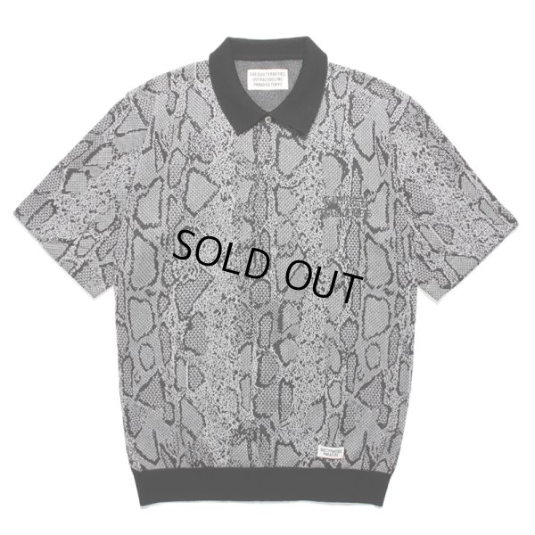 画像1: WACKO MARIA/PYTHON JACQUARD KNIT POLO SHIRT（GRAY）［パイソンジャガードニットポロシャツ-24春夏］
