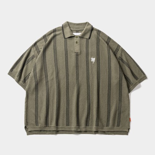 他の写真1: TIGHTBOOTH/STRIPE KNIT POLO（Olive）［ストライプニットポロ-24春夏］