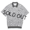 WACKO MARIA/LEOPARD JACQUARD KNIT POLO SHIRT（GRAY）［レオパードジャガードニットポロシャツ-24春夏］