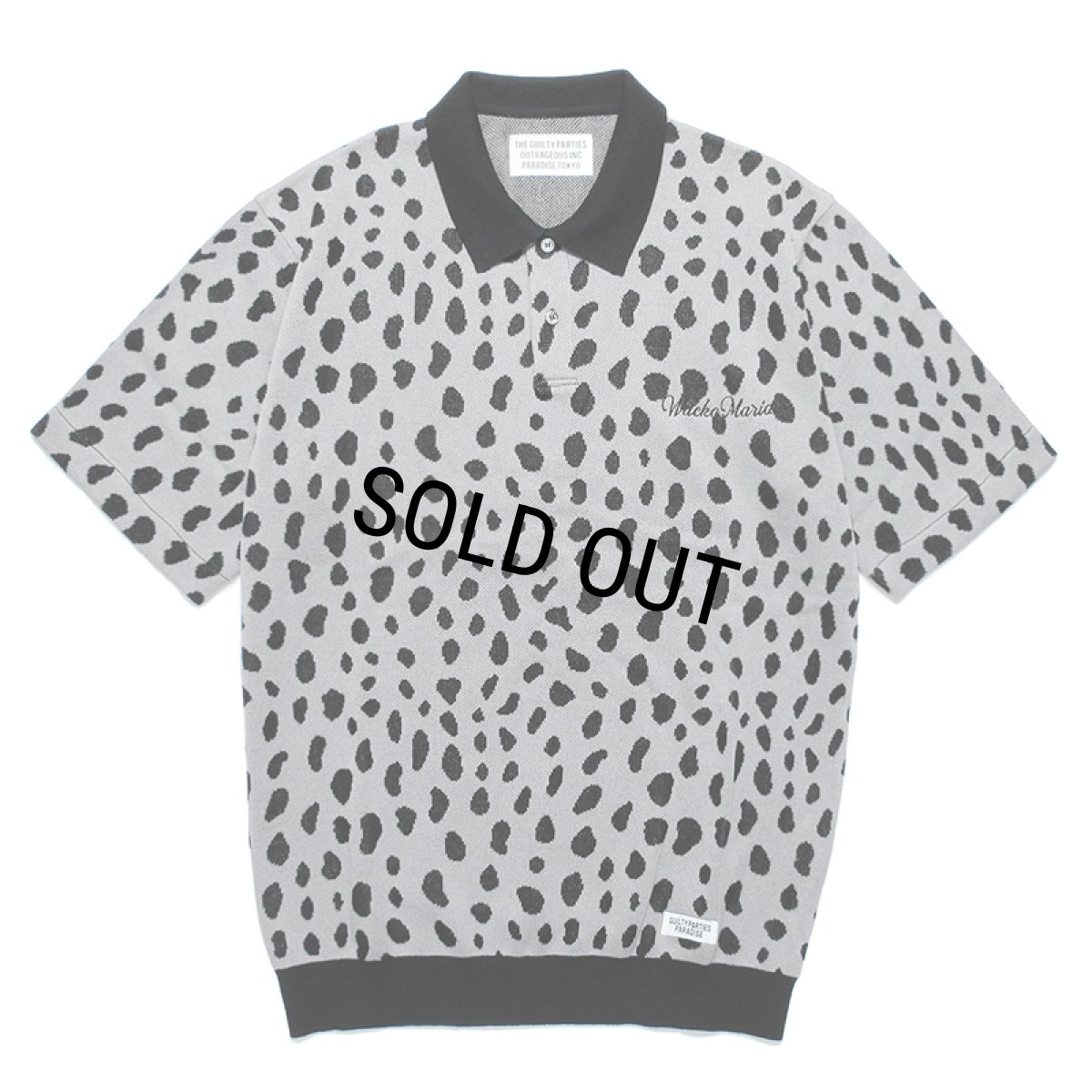 画像1: WACKO MARIA/LEOPARD JACQUARD KNIT POLO SHIRT（GRAY）［レオパードジャガードニットポロシャツ-24春夏］ (1)