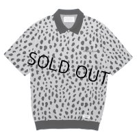 WACKO MARIA/LEOPARD JACQUARD KNIT POLO SHIRT（GRAY）［レオパードジャガードニットポロシャツ-24春夏］