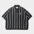 画像1: TIGHTBOOTH/STRIPE KNIT POLO（Black）［ストライプニットポロ-24春夏］ (1)