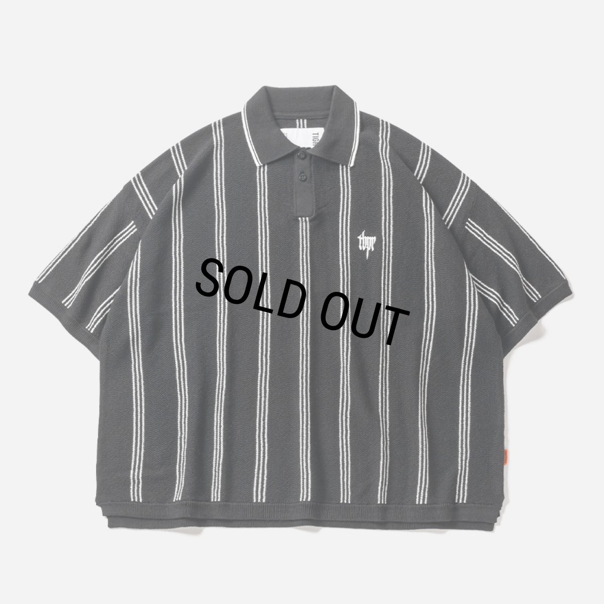 画像1: TIGHTBOOTH/STRIPE KNIT POLO（Black）［ストライプニットポロ-24春夏］ (1)