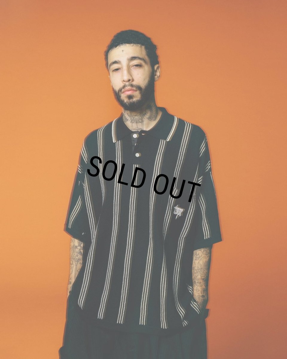 画像2: TIGHTBOOTH/STRIPE KNIT POLO（Black）［ストライプニットポロ-24春夏］ (2)