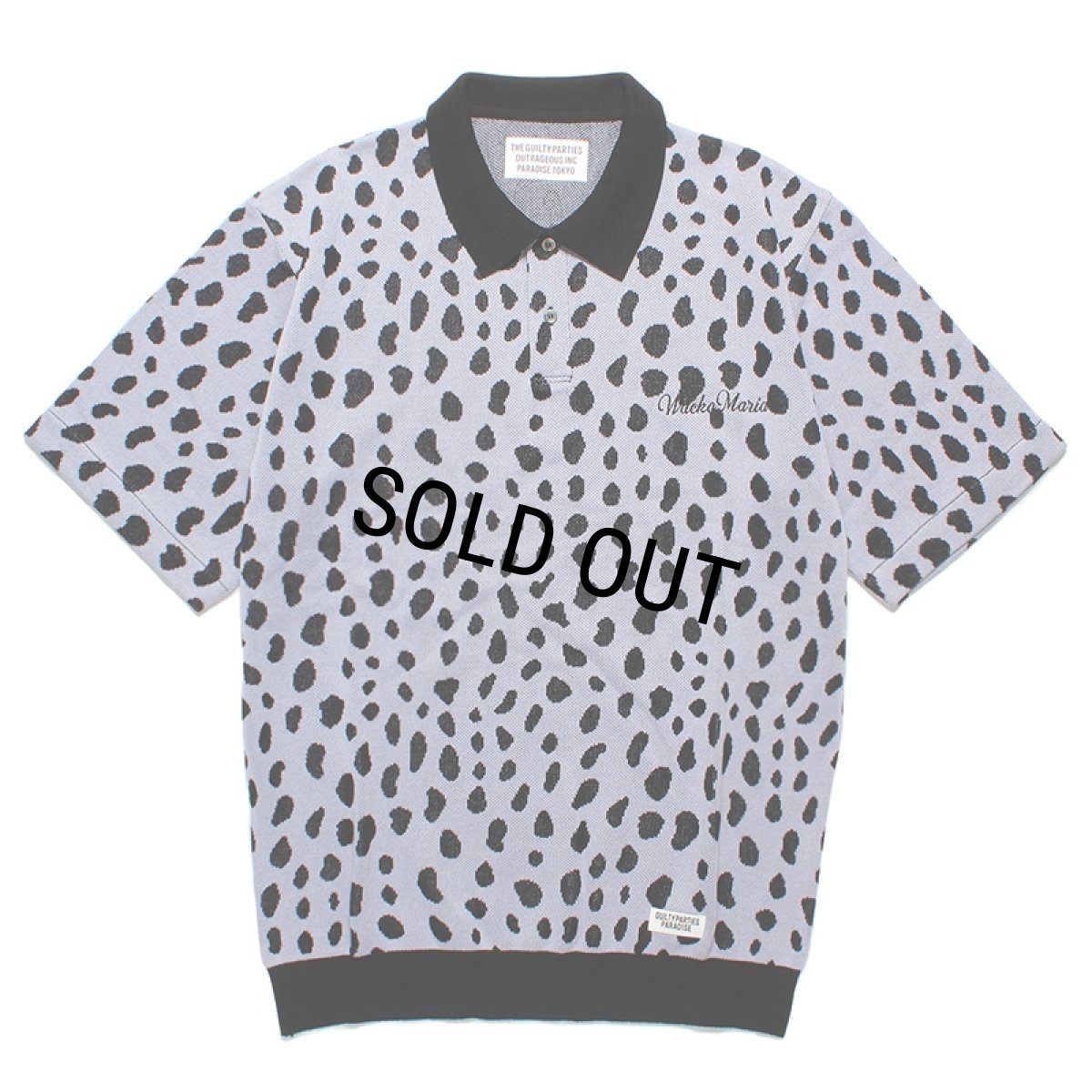 画像1: WACKO MARIA/LEOPARD JACQUARD KNIT POLO SHIRT（PURPLE）［レオパードジャガードニットポロシャツ-24春夏］ (1)