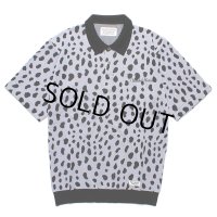 WACKO MARIA/LEOPARD JACQUARD KNIT POLO SHIRT（PURPLE）［レオパードジャガードニットポロシャツ-24春夏］