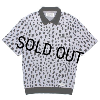 WACKO MARIA/LEOPARD JACQUARD KNIT POLO SHIRT（PURPLE）［レオパード