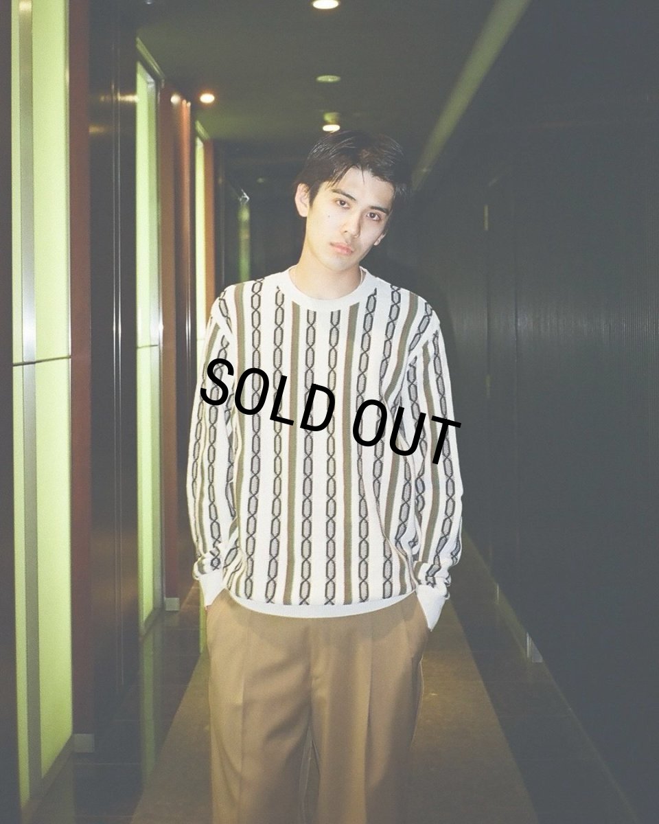 画像6: WACKO MARIA/STRIPED JACQUARD KNIT SWEATER（TYPE-1）（BEIGE）［ストライプジャガードセーター-24春夏］ (6)