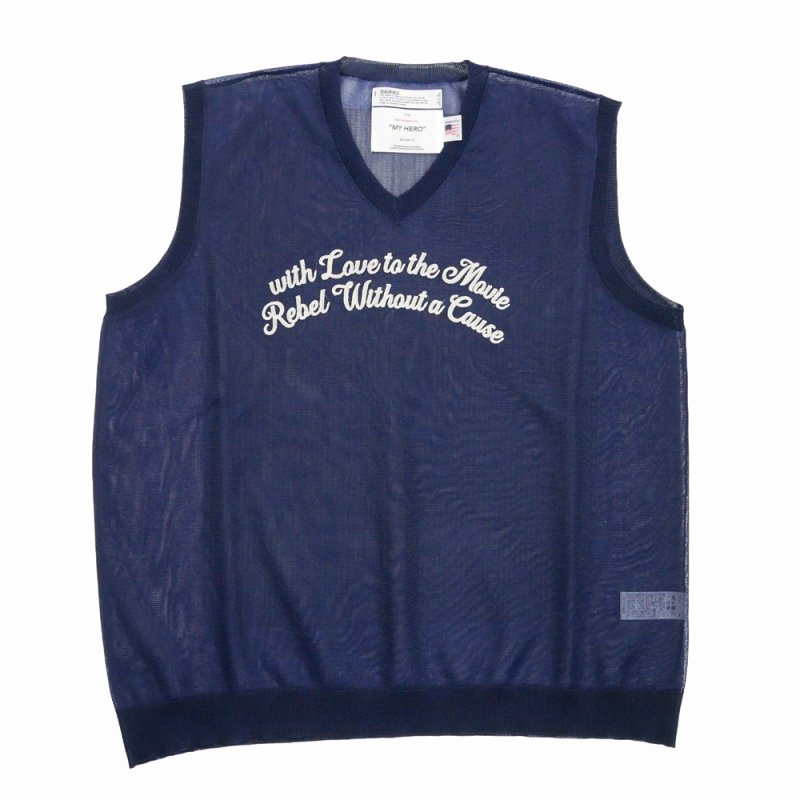 画像1: DAIRIKU/"Letter" Skeleton Knit Vest（Skeleton Navy） 【30%OFF】［スケルトンベスト-24春夏］