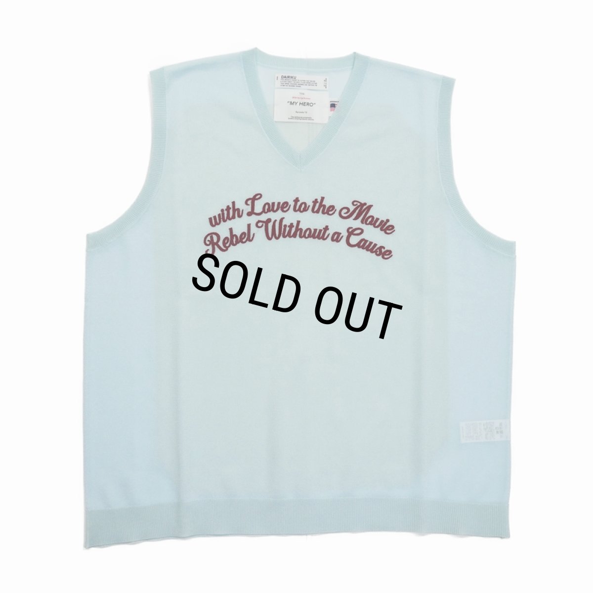 画像1: DAIRIKU/"Letter" Skeleton Knit Vest（Skeleton Light Blue）［スケルトンベスト-24春夏］ (1)