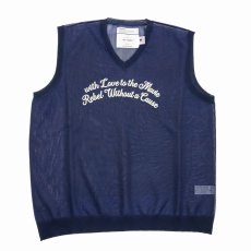 画像1: DAIRIKU/"Letter" Skeleton Knit Vest（Skeleton Navy） 【30%OFF】［スケルトンベスト-24春夏］ (1)