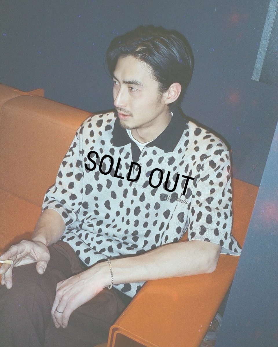 画像2: WACKO MARIA/LEOPARD JACQUARD KNIT POLO SHIRT（GRAY）［レオパードジャガードニットポロシャツ-24春夏］ (2)
