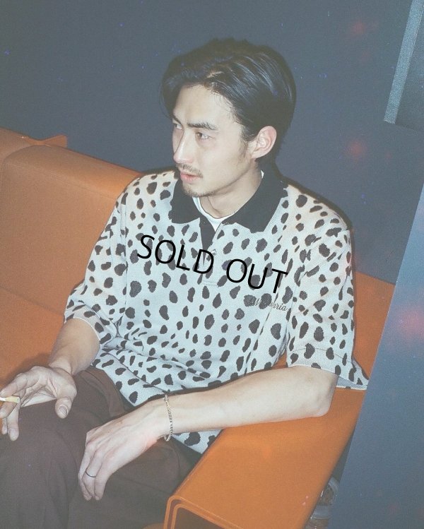 画像2: WACKO MARIA/LEOPARD JACQUARD KNIT POLO SHIRT（GRAY）［レオパードジャガードニットポロシャツ-24春夏］