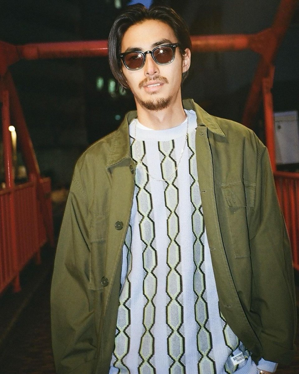 画像2: WACKO MARIA/STRIPED JACQUARD KNIT SWEATER（TYPE-2）（BLUE）［ストライプジャガードセーター-24春夏］ (2)