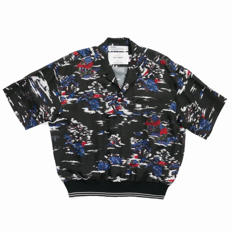 画像1: DAIRIKU/"Cliff" Aloha Rib Shirt（Black）［アロハリブシャツ-24春夏］