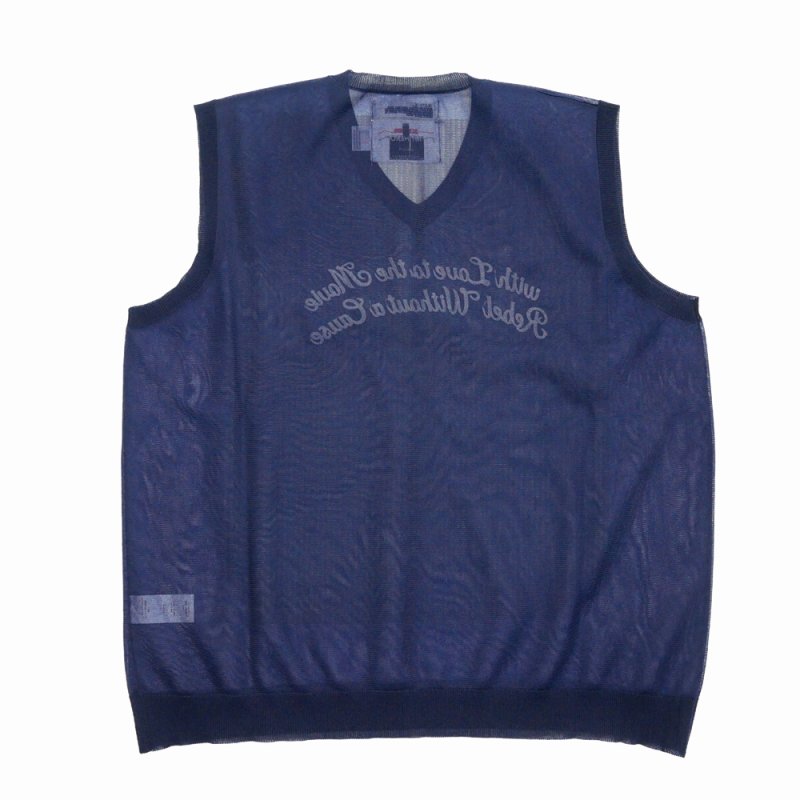 画像2: DAIRIKU/"Letter" Skeleton Knit Vest（Skeleton Navy） 【30%OFF】［スケルトンベスト-24春夏］