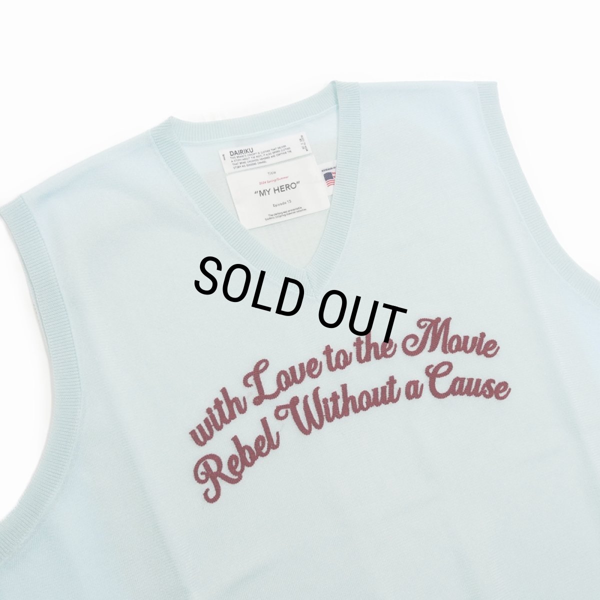 画像3: DAIRIKU/"Letter" Skeleton Knit Vest（Skeleton Light Blue）［スケルトンベスト-24春夏］ (3)