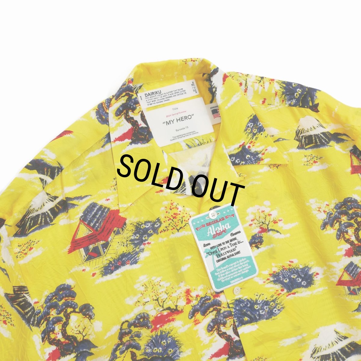 画像2: 【50%OFF】DAIRIKU/"Cliff" Aloha Shirt（Yellow）［アロハシャツ-24春夏］ (2)