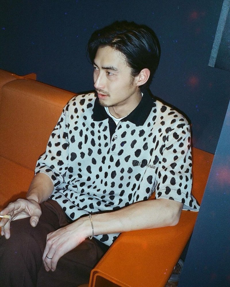 画像2: WACKO MARIA/LEOPARD JACQUARD KNIT POLO SHIRT（GRAY）［レオパードジャガードニットポロシャツ-24春夏］