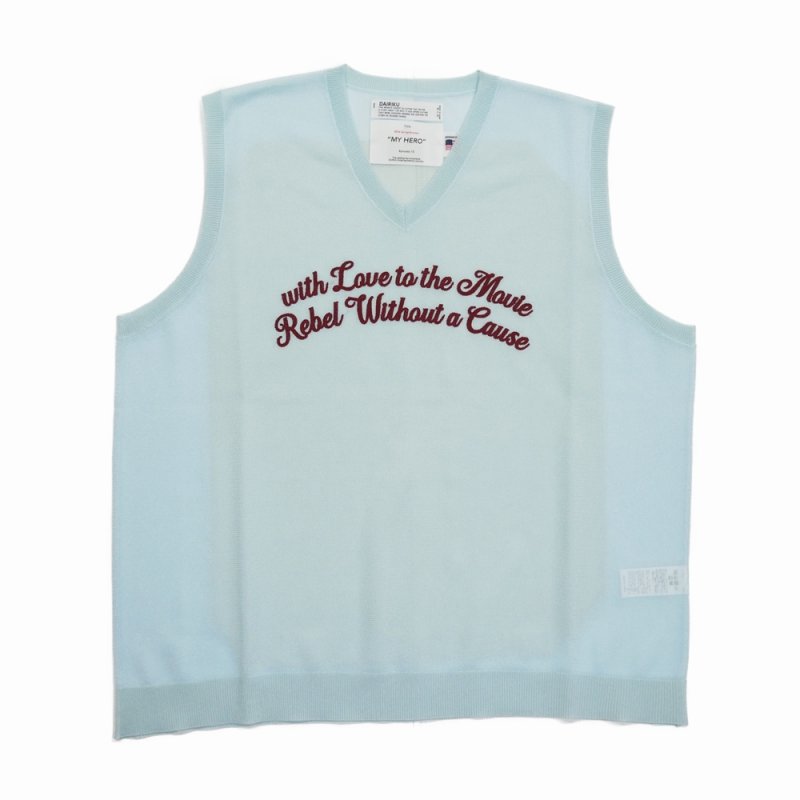 画像1: DAIRIKU/"Letter" Skeleton Knit Vest（Skeleton Light Blue）［スケルトンベスト-24春夏］