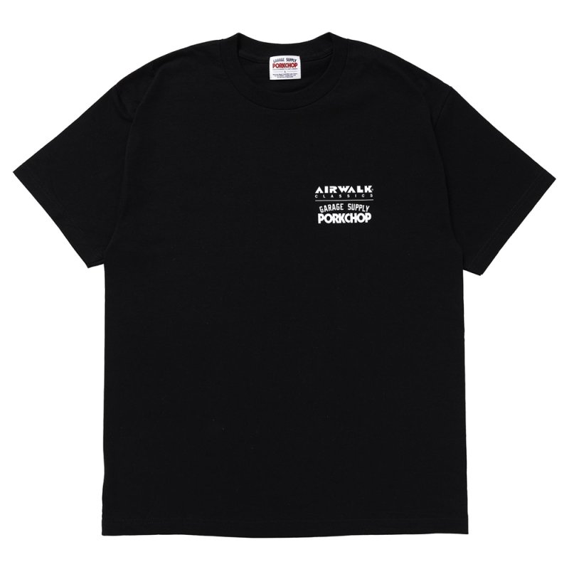 画像1: PORKCHOP/AIR PORK TEE（×AIRWALK CLASSICS）（BLACK）［プリントT-24春夏］