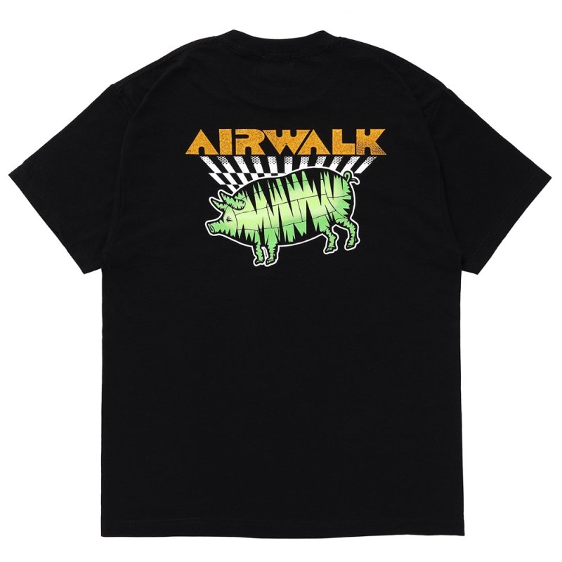 画像2: PORKCHOP/AIR PORK TEE（×AIRWALK CLASSICS）（BLACK）［プリントT-24春夏］