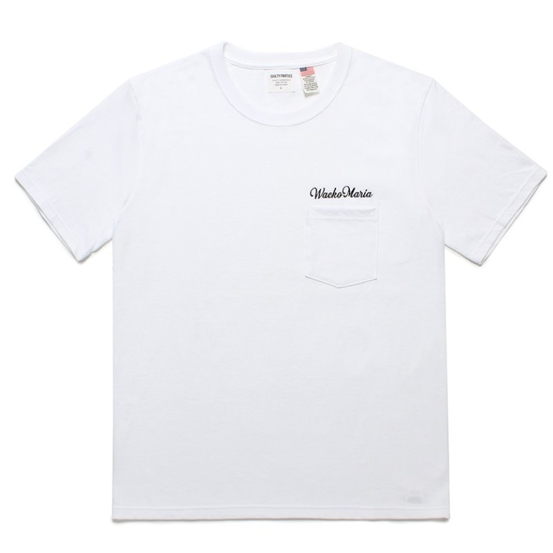 画像1: WACKO MARIA/US FABRIC POCKET T-SHIRT（WHITE）［刺繍ポケT-24春夏］