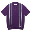WACKO MARIA/STRIPED JACQUARD KNIT POLO SHIRT（PURPLE）［ストライプ