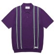 画像1: WACKO MARIA/STRIPED JACQUARD KNIT POLO SHIRT（PURPLE）［ストライプジャガードニットポロシャツ-24春夏］ (1)