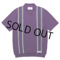 WACKO MARIA/STRIPED JACQUARD KNIT POLO SHIRT（PURPLE）［ストライプジャガードニットポロシャツ-24春夏］