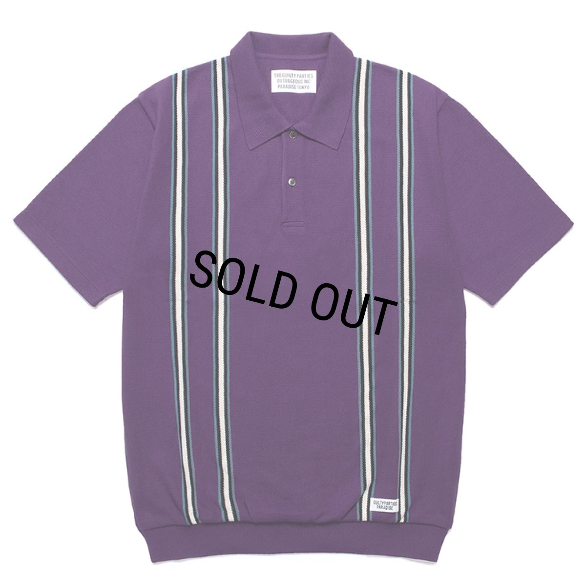 画像1: WACKO MARIA/STRIPED JACQUARD KNIT POLO SHIRT（PURPLE）［ストライプジャガードニットポロシャツ-24春夏］ (1)