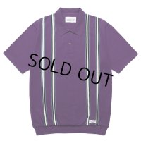 WACKO MARIA/STRIPED JACQUARD KNIT POLO SHIRT（PURPLE）［ストライプジャガードニットポロシャツ-24春夏］