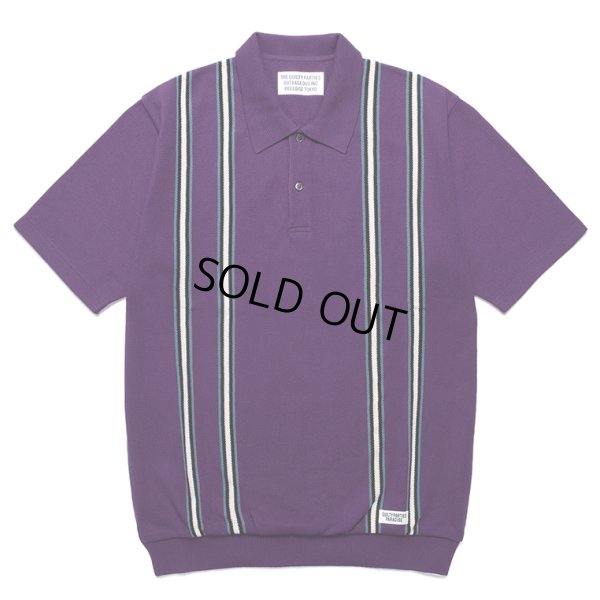 画像1: WACKO MARIA/STRIPED JACQUARD KNIT POLO SHIRT（PURPLE）［ストライプジャガードニットポロシャツ-24春夏］