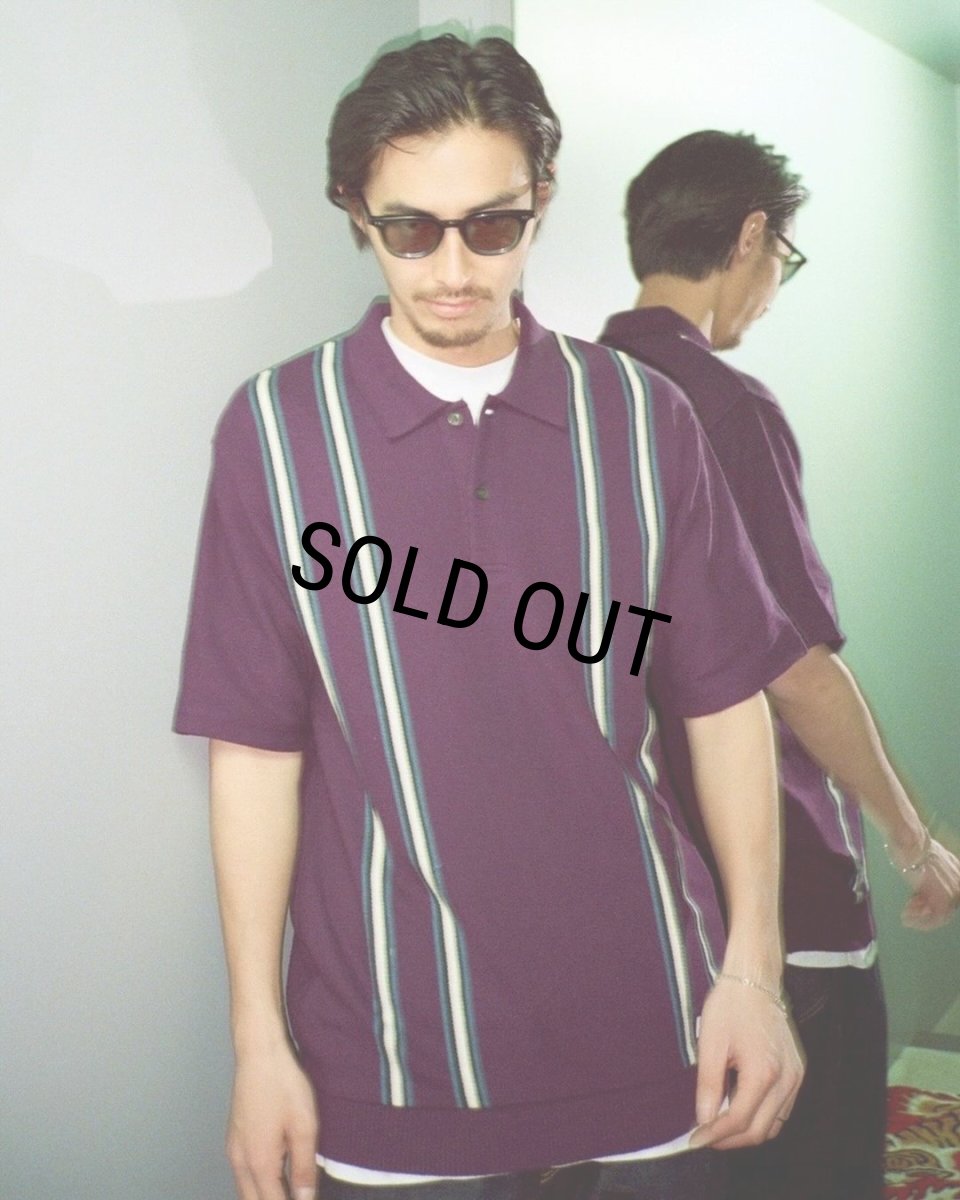 画像2: WACKO MARIA/STRIPED JACQUARD KNIT POLO SHIRT（BLACK）［ストライプジャガードニットポロシャツ-24春夏］ (2)