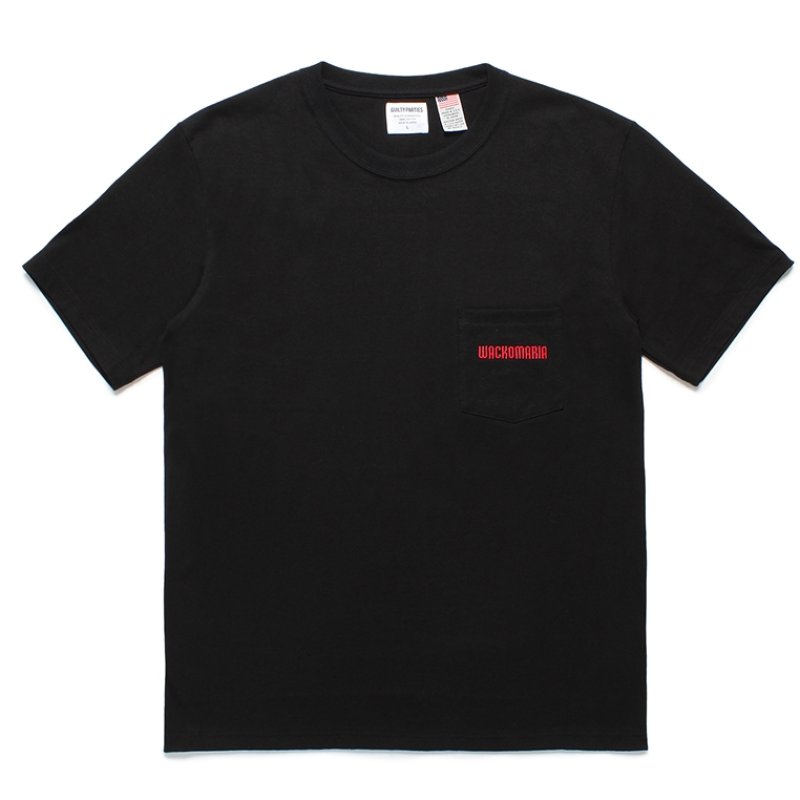 画像1: WACKO MARIA/US FABRIC POCKET T-SHIRT（BLACK）［刺繍ポケT-24春夏］